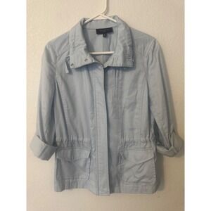 Talbots Utility Jacket Lightweight Spring Coat Collared Blue Petite SP‎